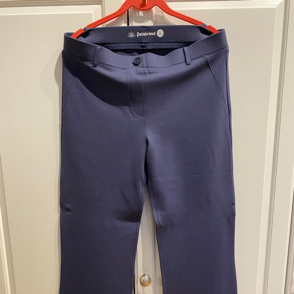 Betabrand Wisteria Blue/Grey Bootcut Yoga Pants Large Short Petite
